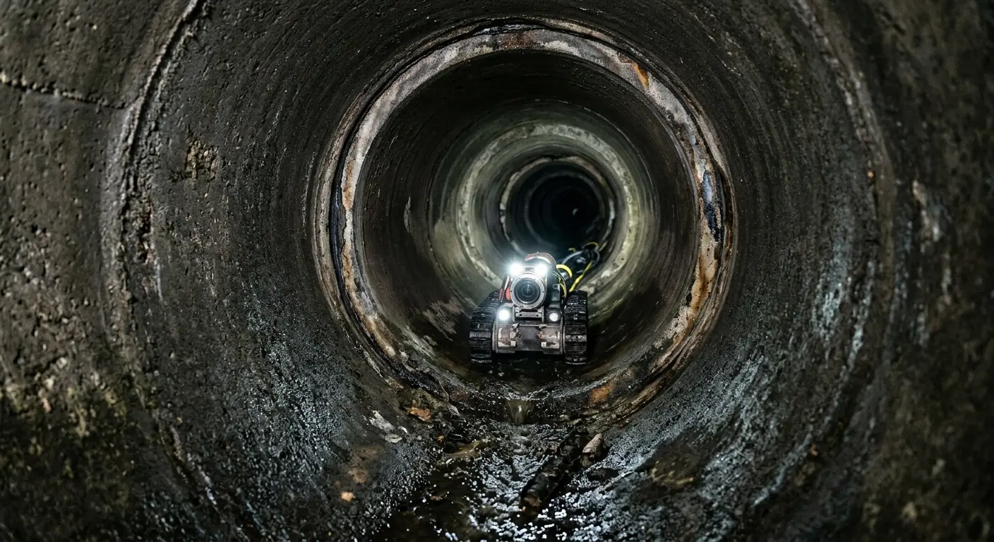 Robotic sewer camera inspecting pipe interior for Drain Snake Service in North Tustin